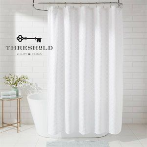 THRESHOLD Dyed Clipped Diamond Shower Curtain White  NEW IN BAG!